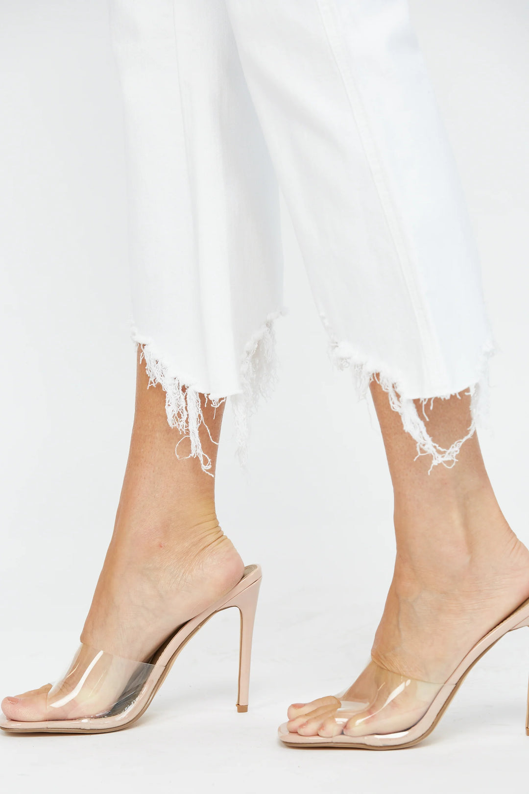 Ladies Mica High Rise Crop Flare with Uneven Hem - MDP-F562WH