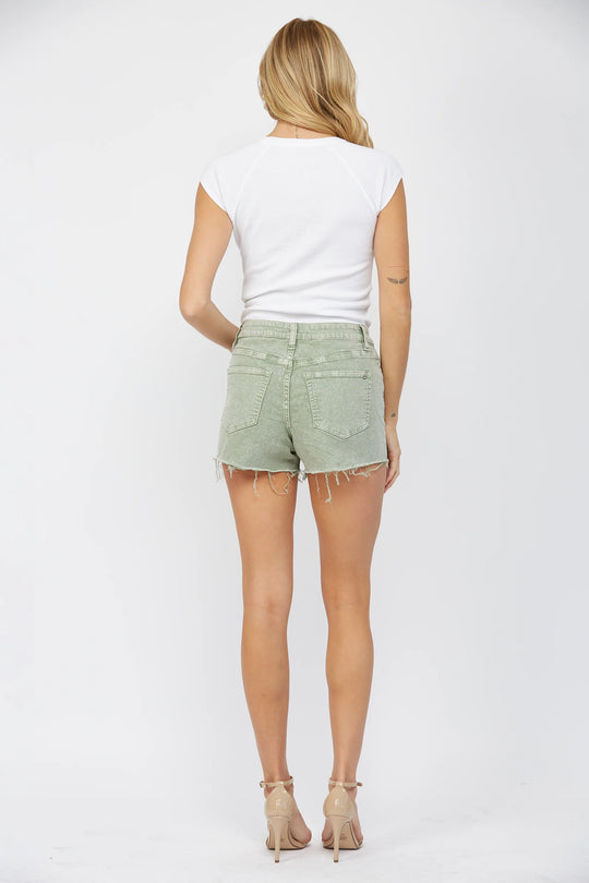 Ladies Mica Denim High Rise Gypsy Green Vintage Shorts - MDP-H3060GG