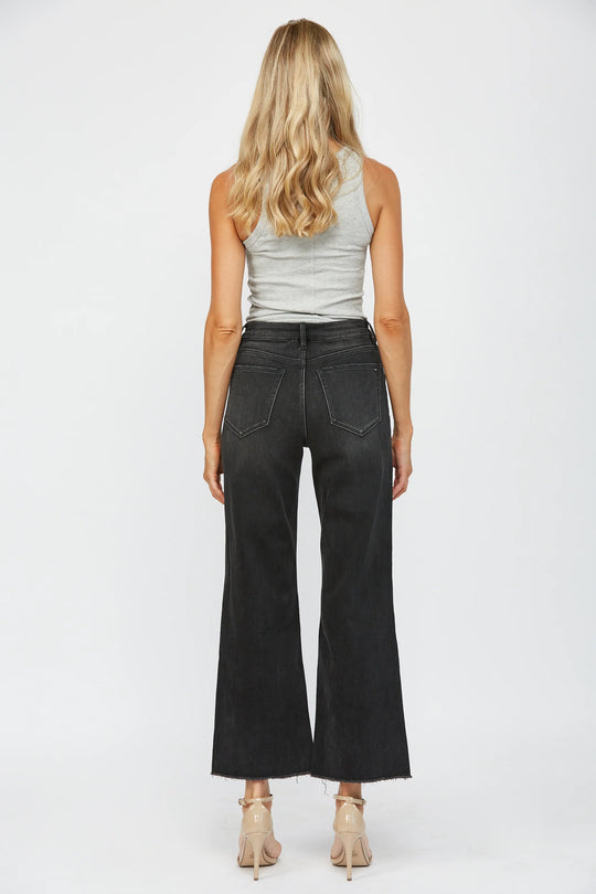 Ladies Mica Denim Stretch Super High Rise Wide Leg Jean - MDP-W3007GY