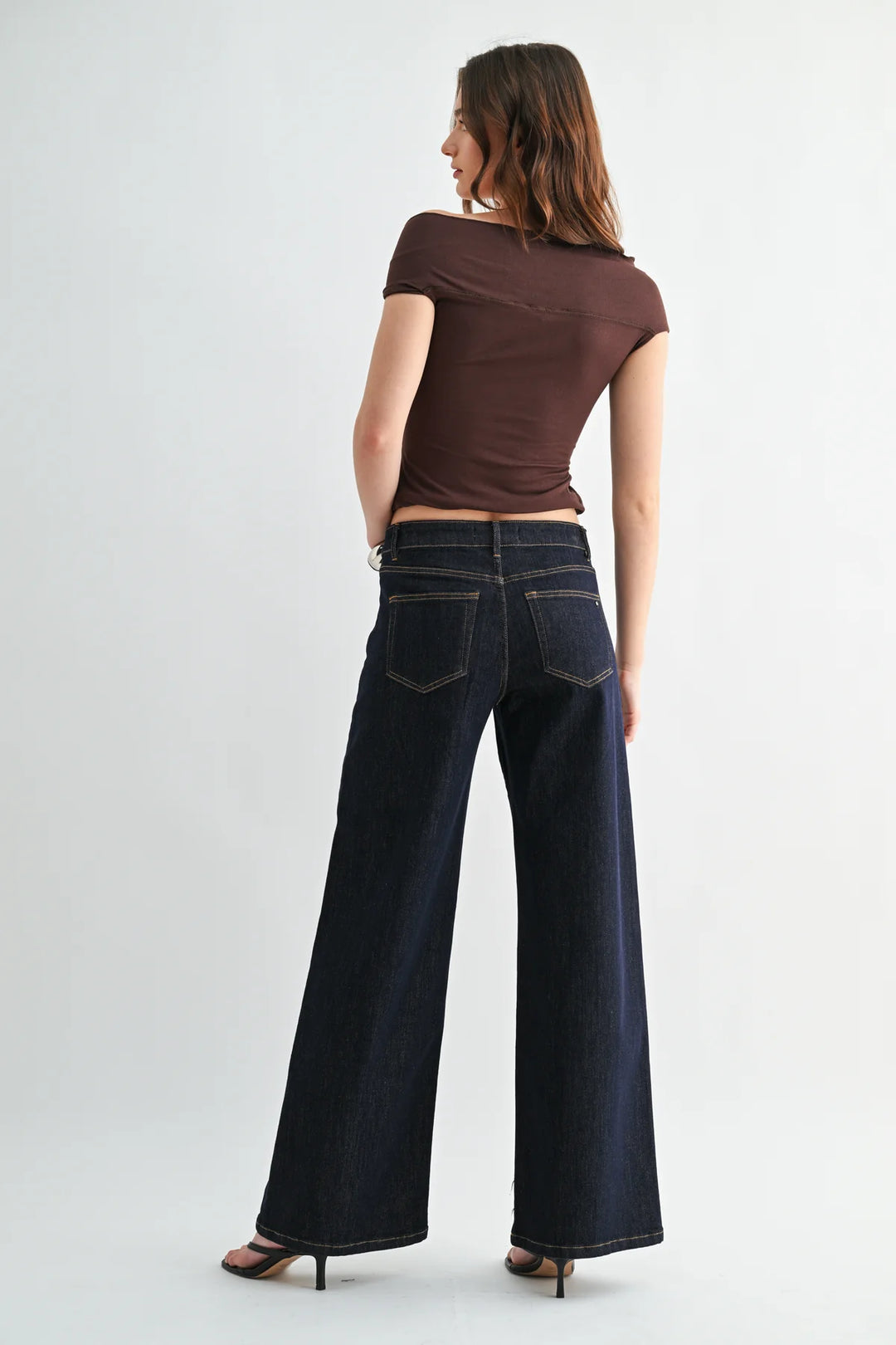 Ladies Mica Denim High Rise Wide Leg Button Up Stratos Raw - MDP-W3786