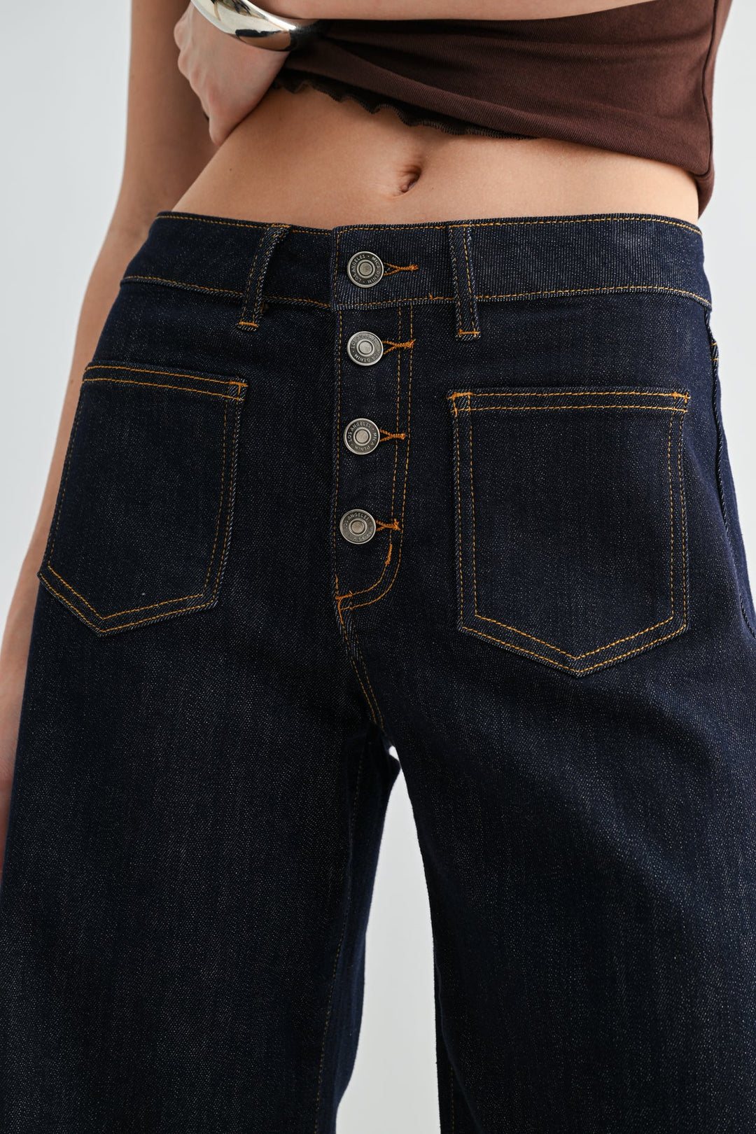 Ladies Mica Denim High Rise Wide Leg Button Up Stratos Raw - MDP-W3786