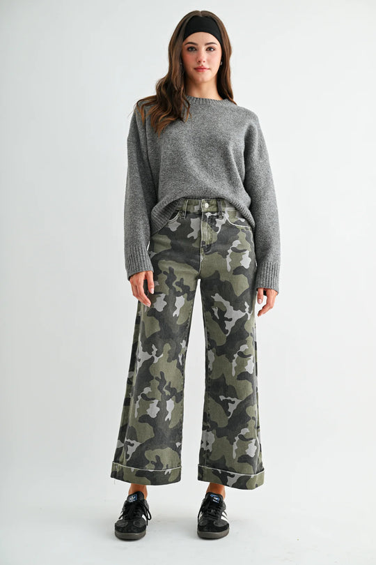 Ladies Mica Denim High Rise Camo Cropped Jean - MDP-W3895