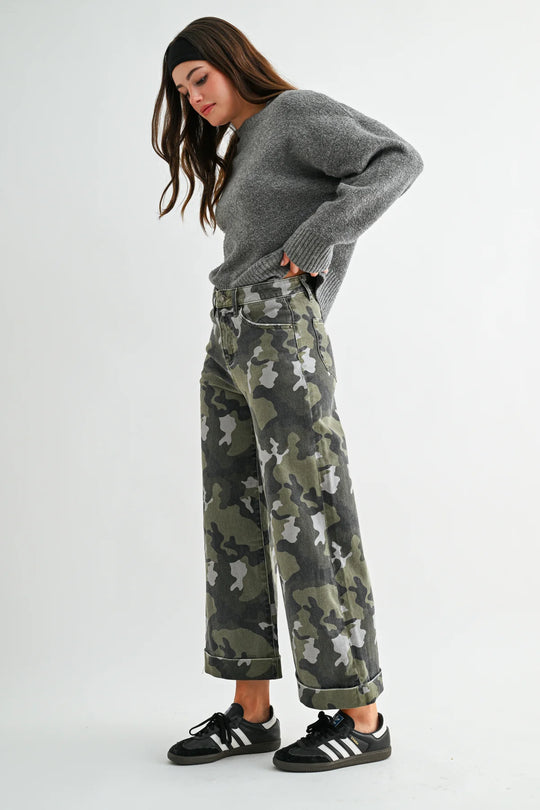 Ladies Mica Denim High Rise Camo Cropped Jean - MDP-W3895