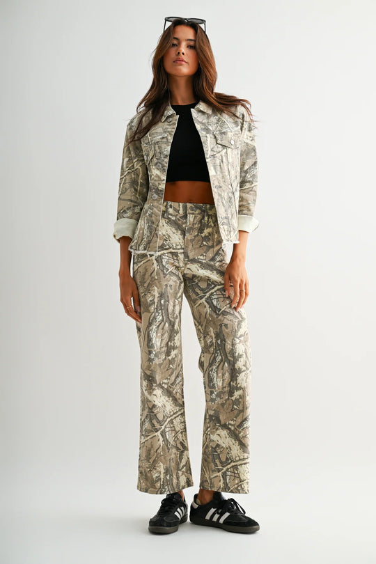 Ladies Mica High-Rise Wide Leg Printed Jeans - MDP-W4149
