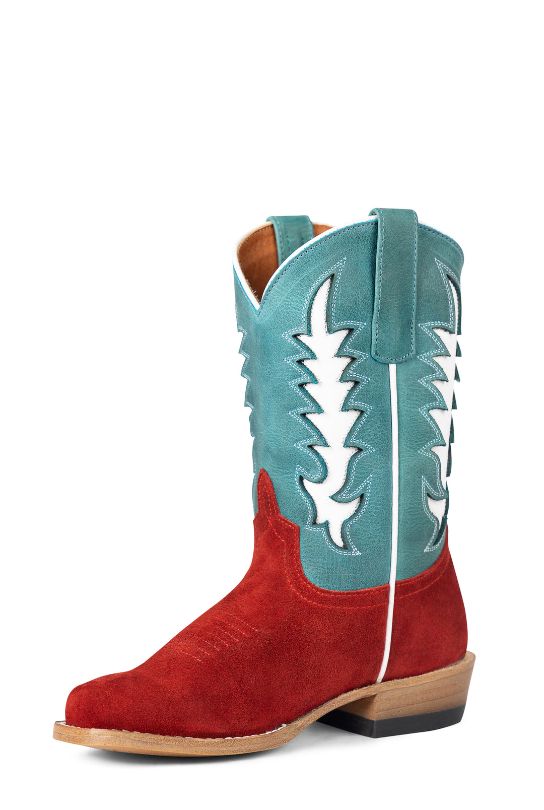 Kid's Macie Bean Red Suede with Sea Foam White Inlay Tops - MK9524