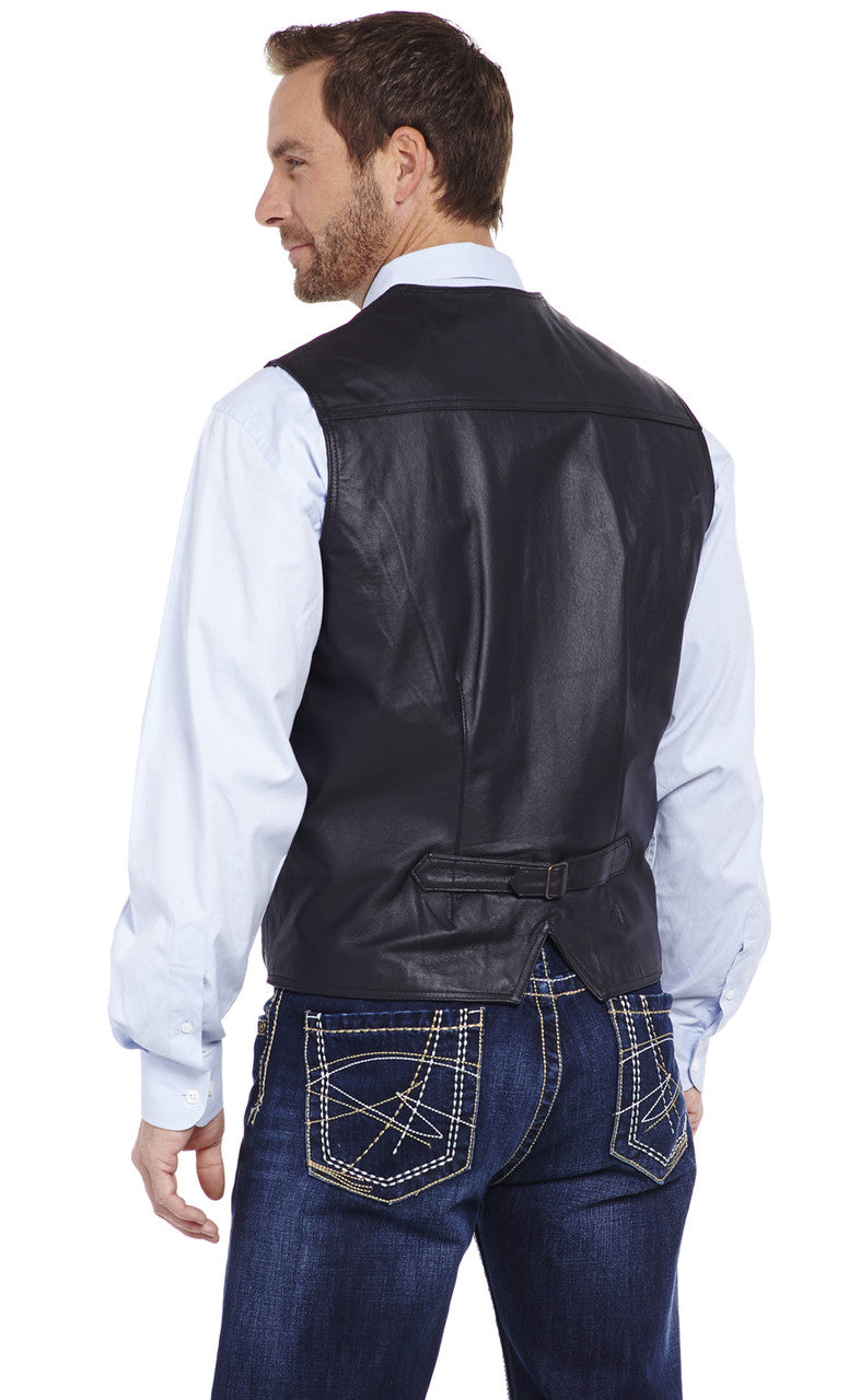 Men's Cripple Creek Snap Front Leather Vest - ML1059