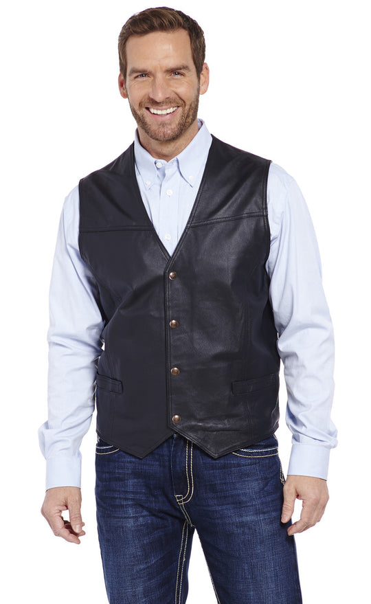 Men's Cripple Creek Snap Front Leather Vest - ML1059