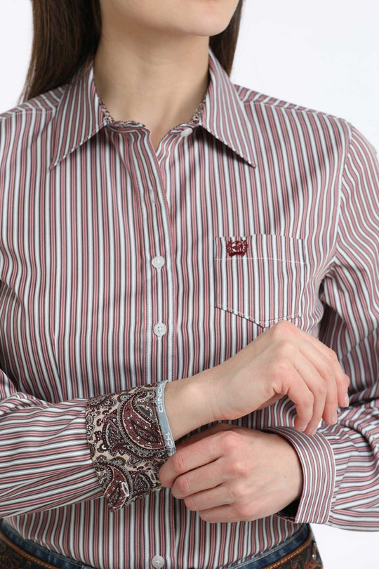 Ladies Cruel Denim Long Sleeve Stripe Shirt - MSW9164263