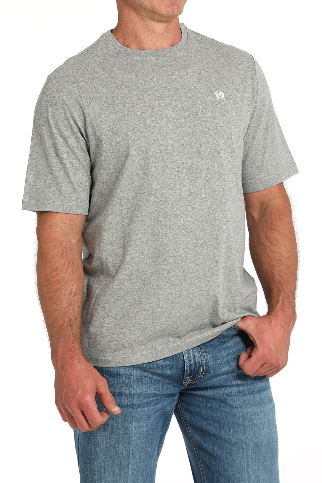 Men's Cinch Solid Grey Logo Tee - MTK1650002