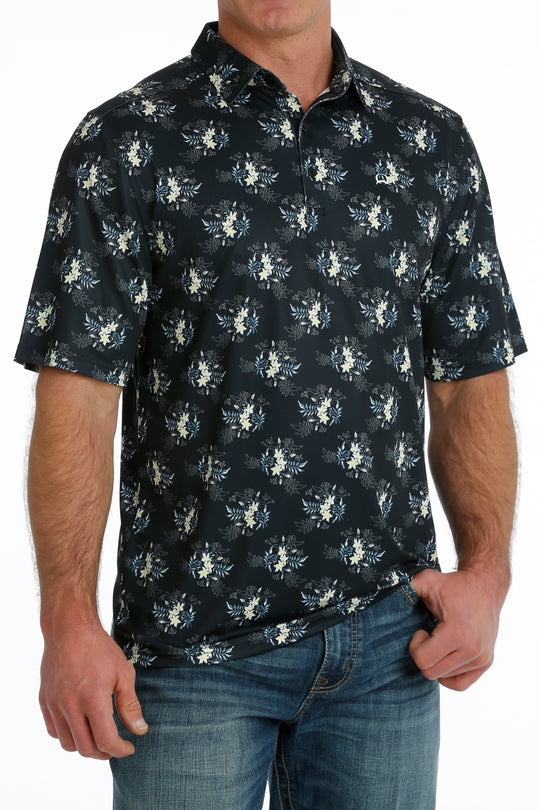 Men's Cinch ArenaFlex Navy Floral Polo Shirt - MTK1865025