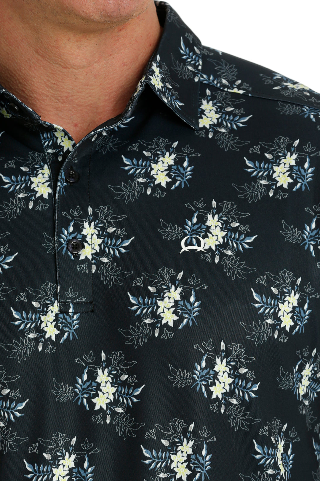 Men's Cinch ArenaFlex Navy Floral Polo Shirt - MTK1865025