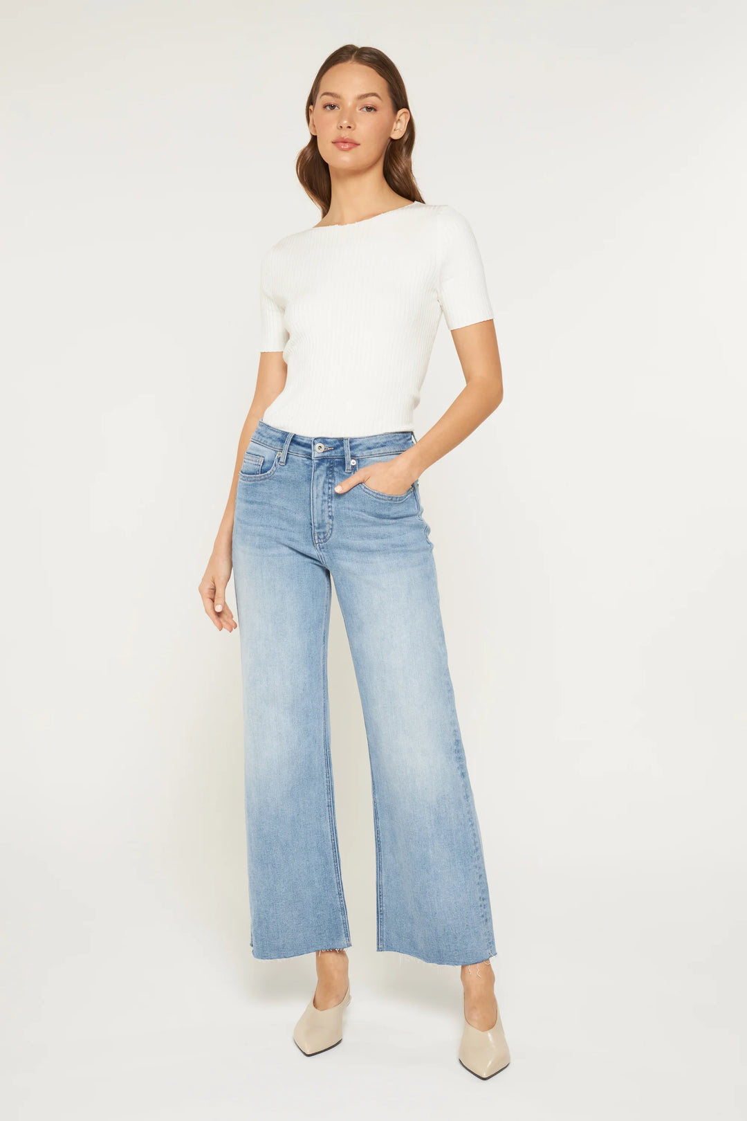 Ladies Mica High Rise Wide Raw Flare - MTT-W3477