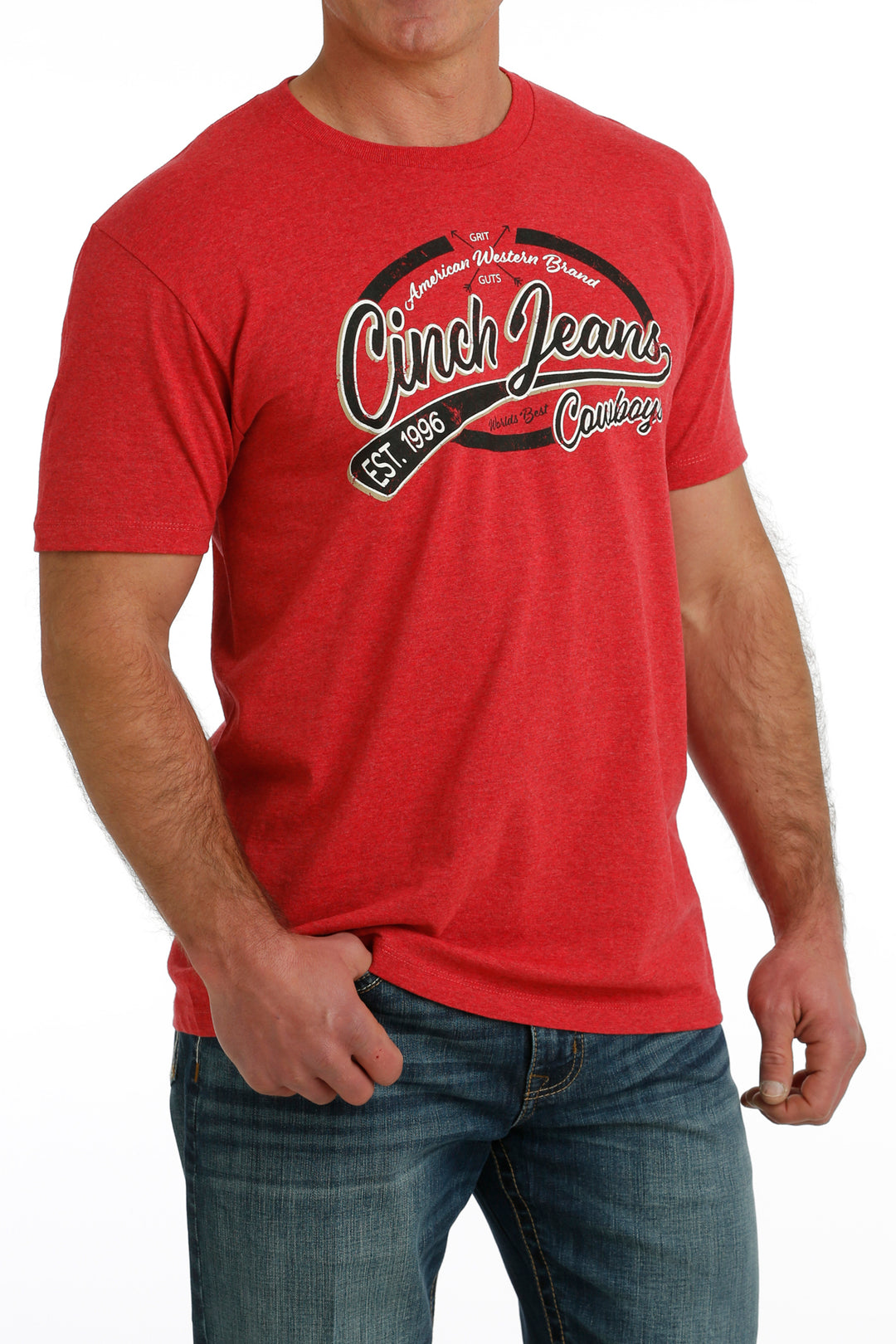 Men's Cinch Jean Red Short Sleeve T-Shirt - MTT1690610