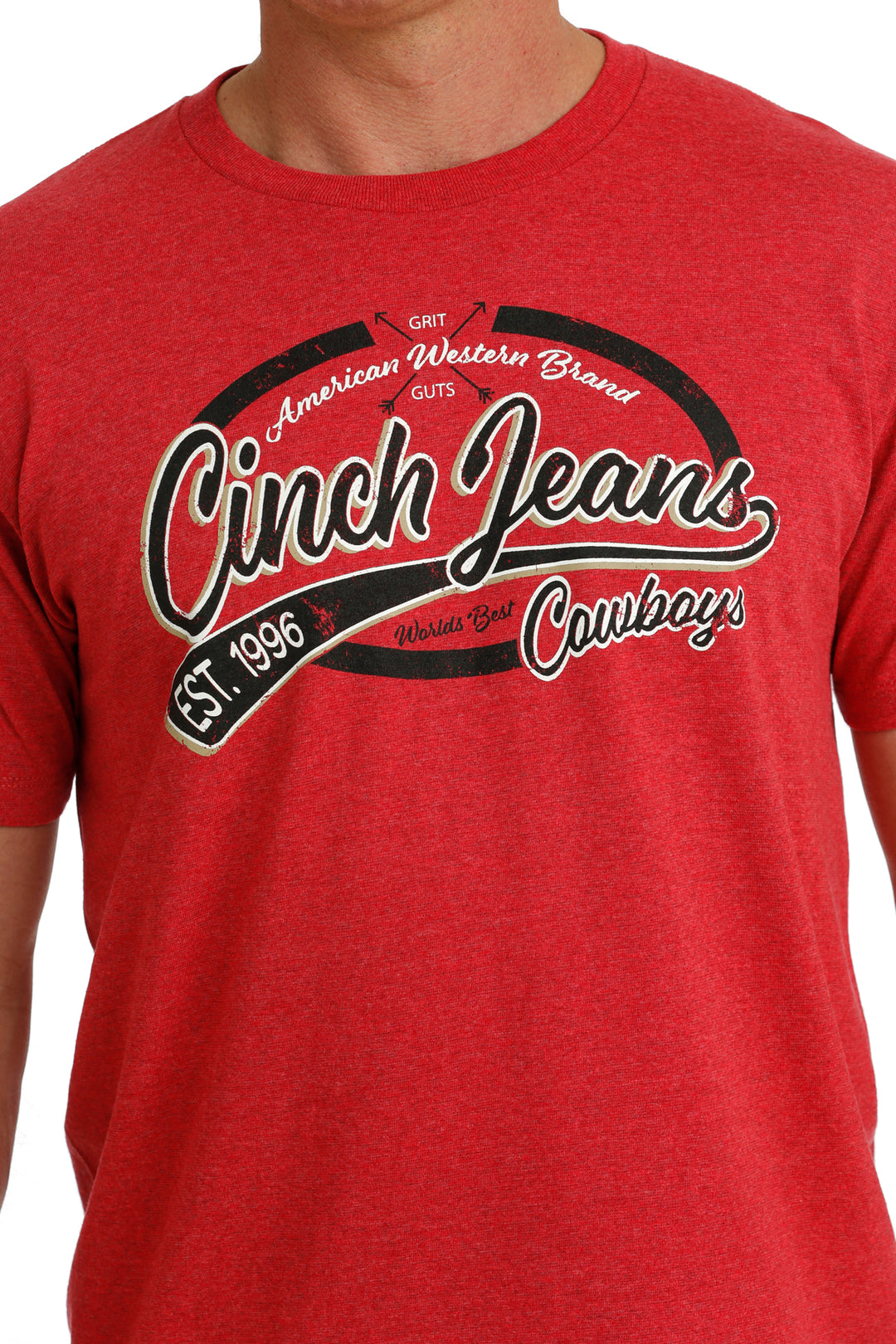 Men's Cinch Jean Red Short Sleeve T-Shirt - MTT1690610
