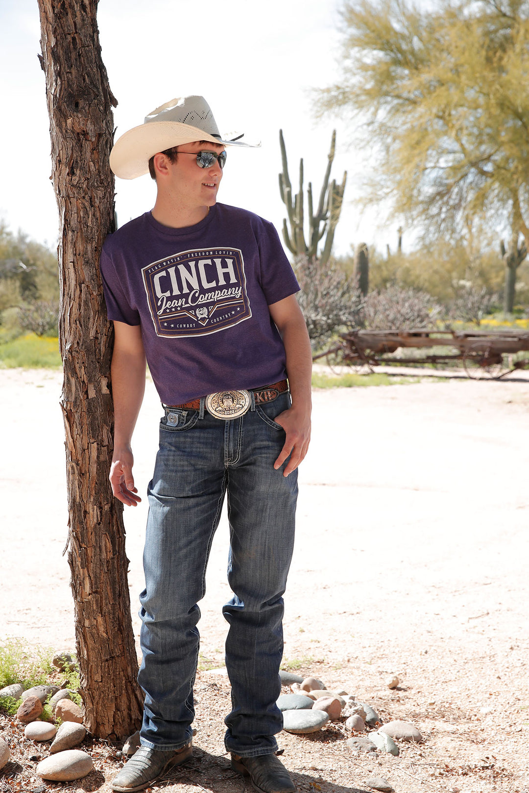 Men's Cinch Purple Short Sleeve Logo T-Shirt - MTT1690614