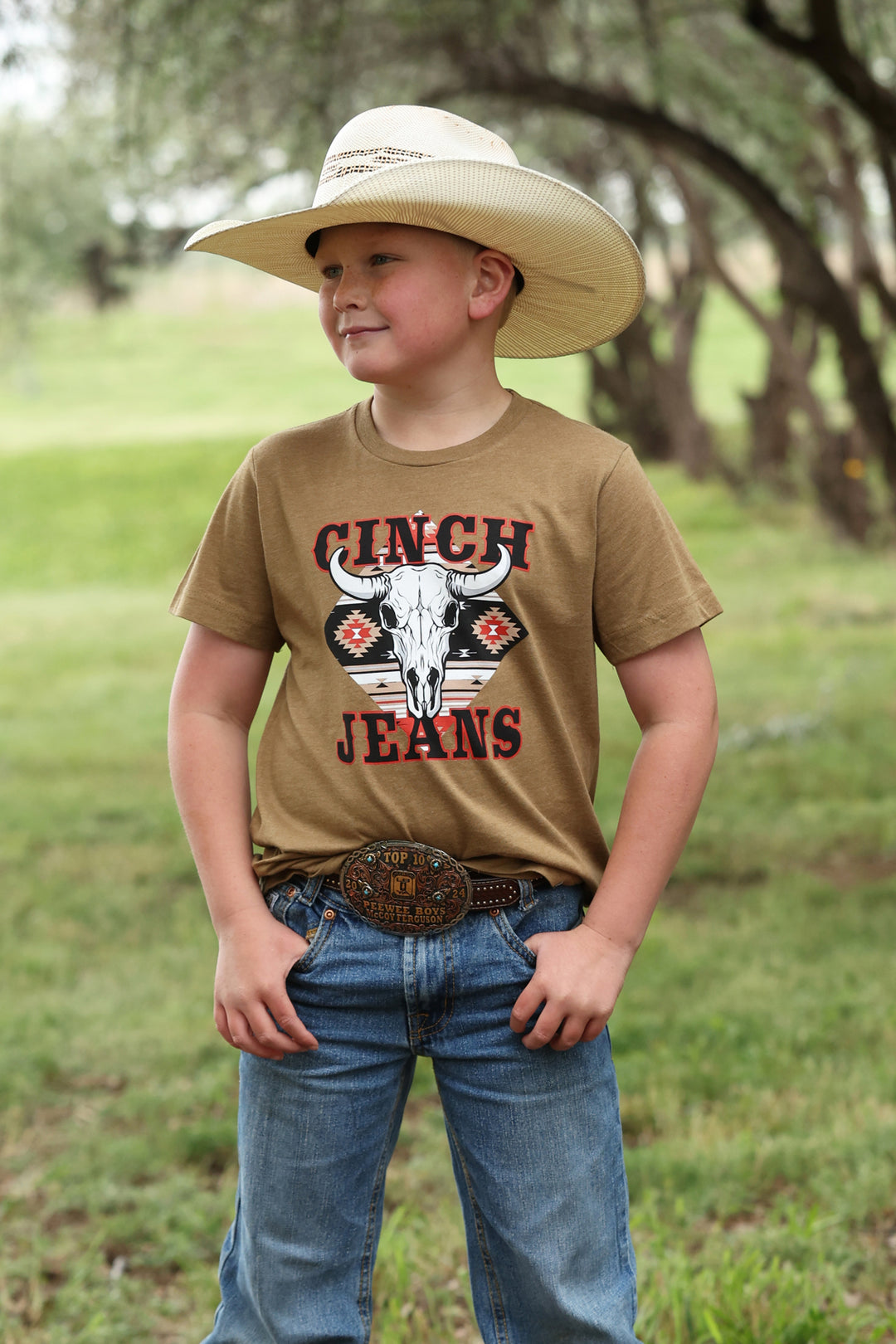 Boys Cinch Jeans Brown Tee - MTT7670182