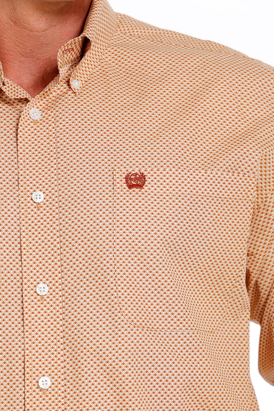 Men's Cinch Khaki Geometric Print Long Sleeve Shirt - MTW1105614