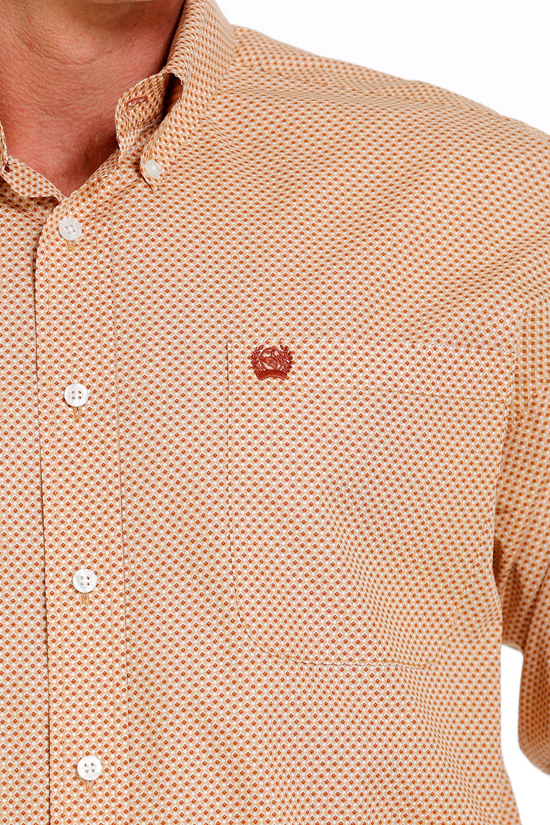 Chemise à manches longues à imprimé géométrique Cinch kaki pour hommes - MTW1105614
