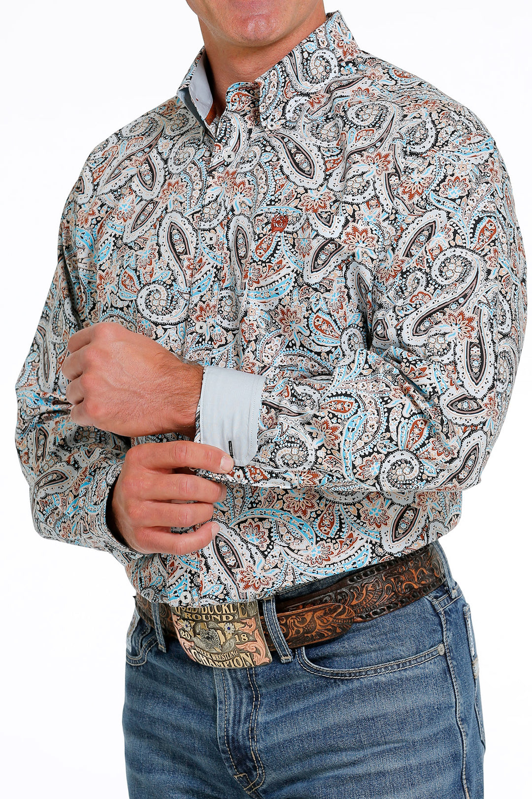 Camicia a maniche lunghe con stampa Paisley multicolore Cinch da uomo - MTW1105618