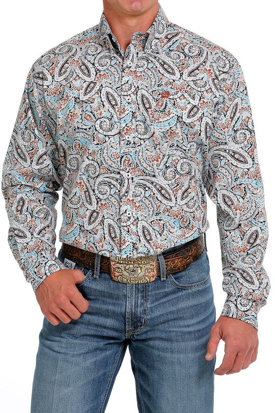 Camicia a maniche lunghe con stampa Paisley multicolore Cinch da uomo - MTW1105618
