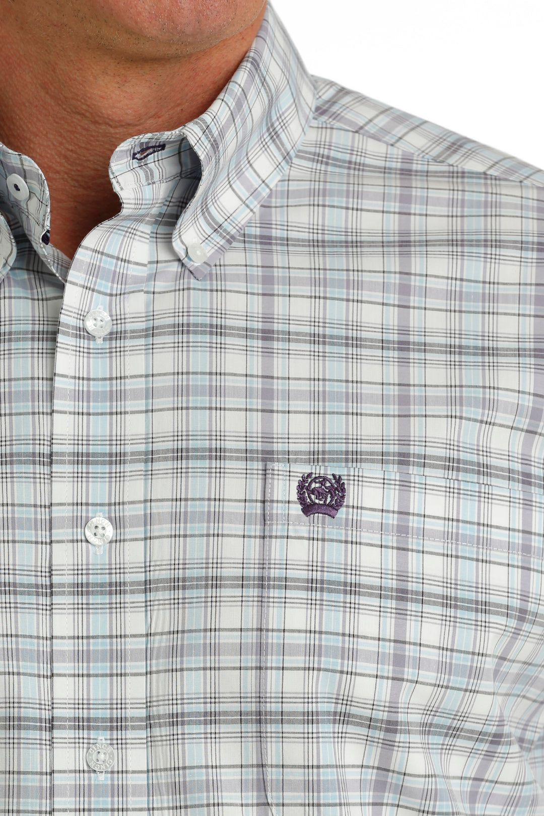 Men's Cinch Purple/White Plaid Long Sleeve Shirt - MTW1105733