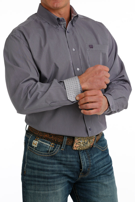 Men's Cinch Purple Stripe Long Sleeve Shirt -  MTW1105736