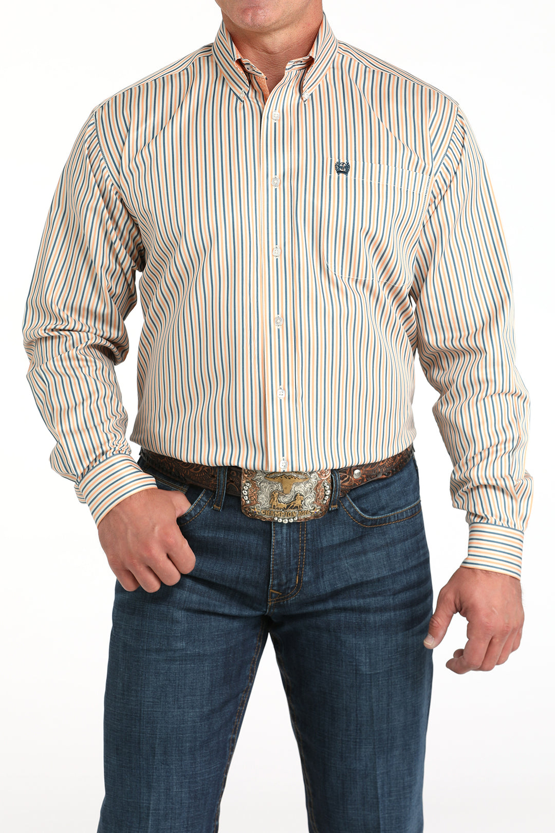 Men's Cinch Tencel™ Striped Button-Down Western Shirt - MTW1105963