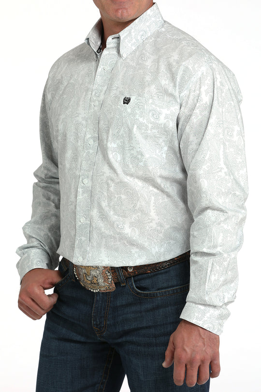 Men's Cinch White Paisley Long Sleeve Shirt - MTW1105984