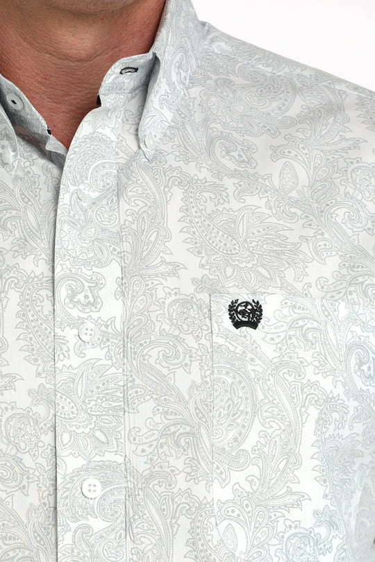 Men's Cinch White Paisley Long Sleeve Shirt - MTW1105984