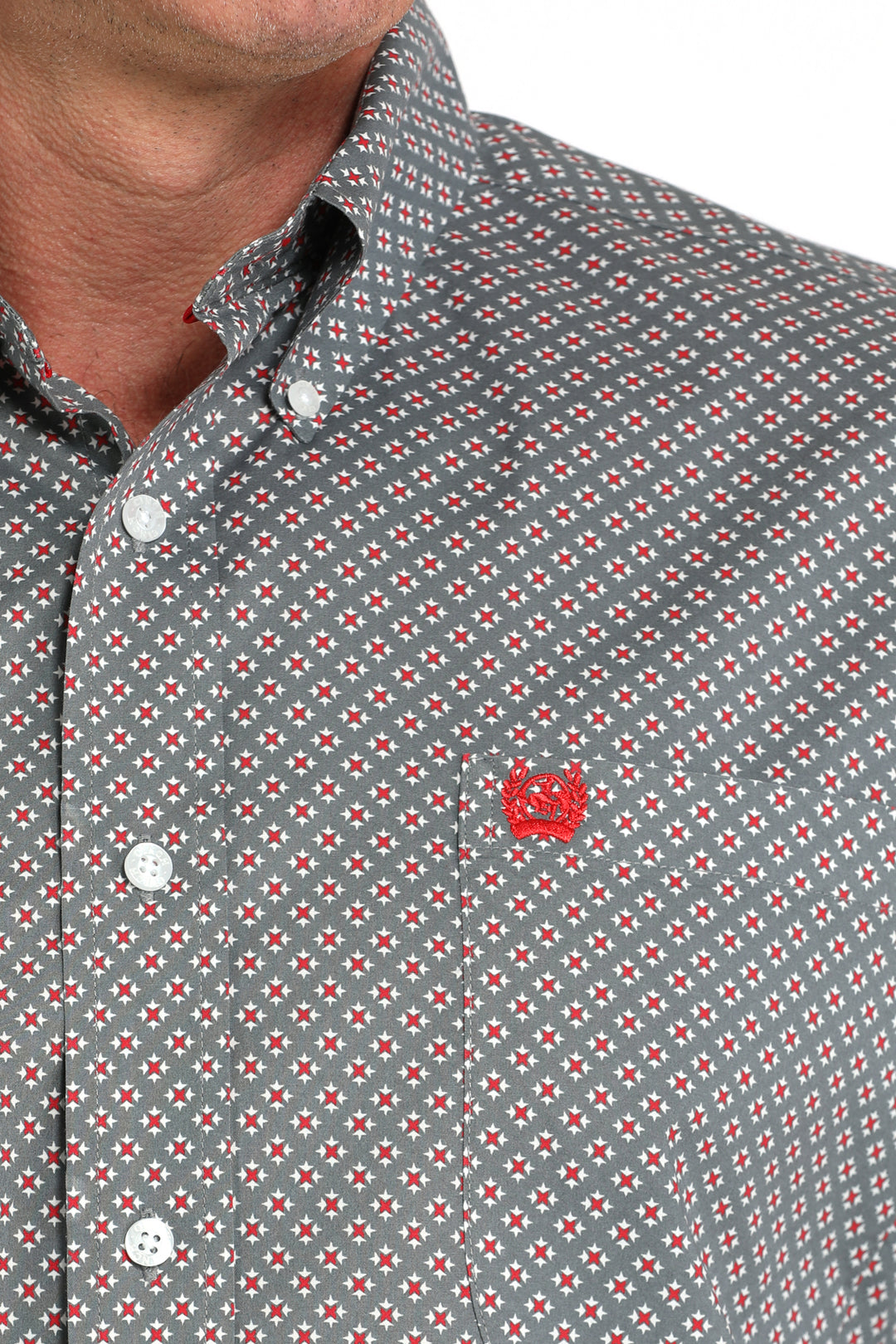 Men's Cinch Gray Printed Long Sleeve Shirt - MTW1105985