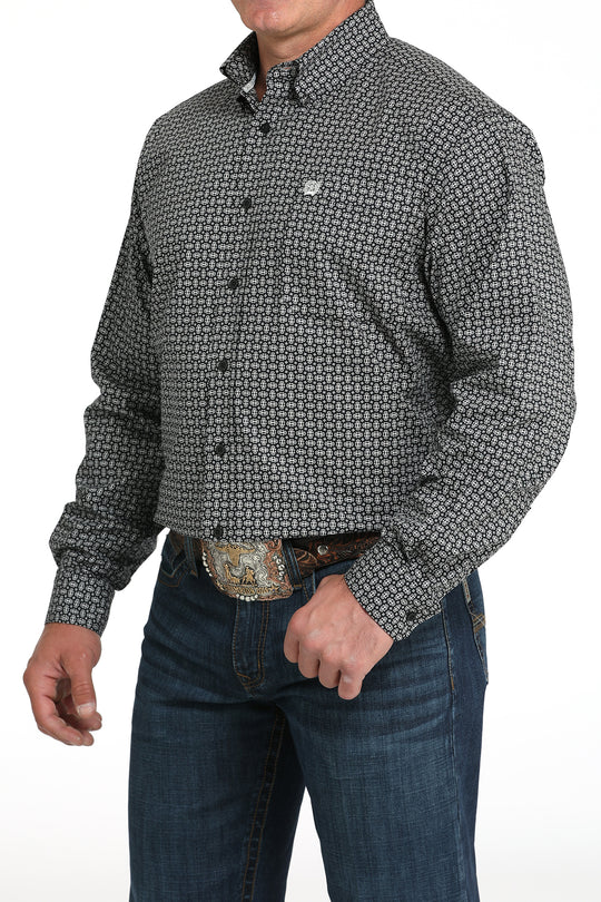 Men's Cinch Black Geo Print Long Sleeve Shirt - MTW1105998- FINAL SALE