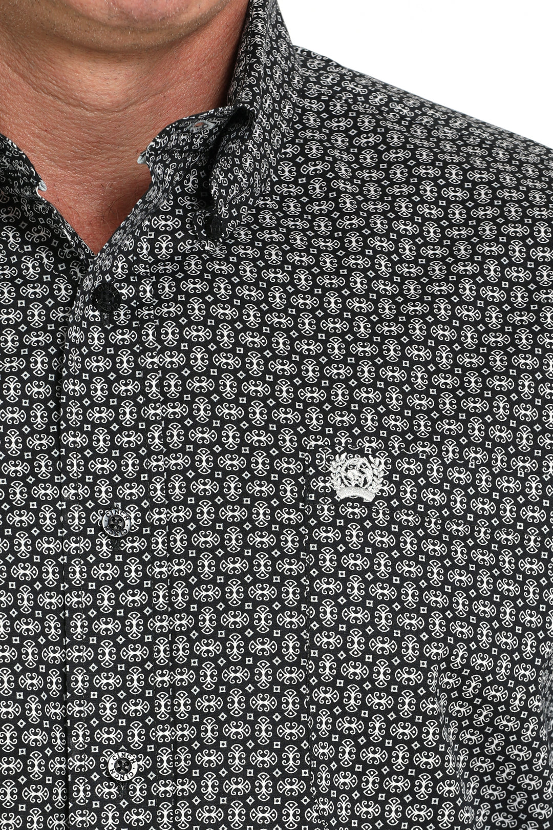 Men's Cinch Black Geo Print Long Sleeve Shirt - MTW1105998- FINAL SALE