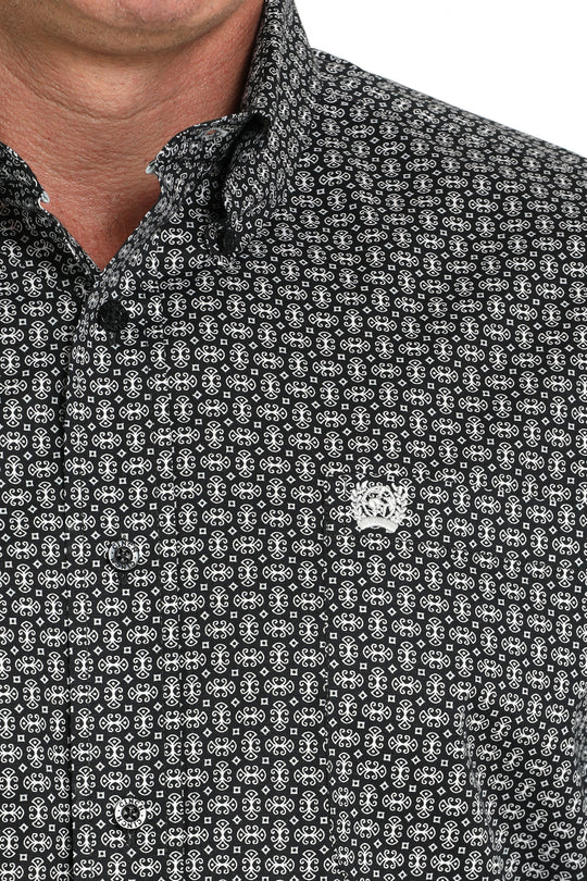 Men's Cinch Black Geo Print Long Sleeve Shirt - MTW1105998- FINAL SALE