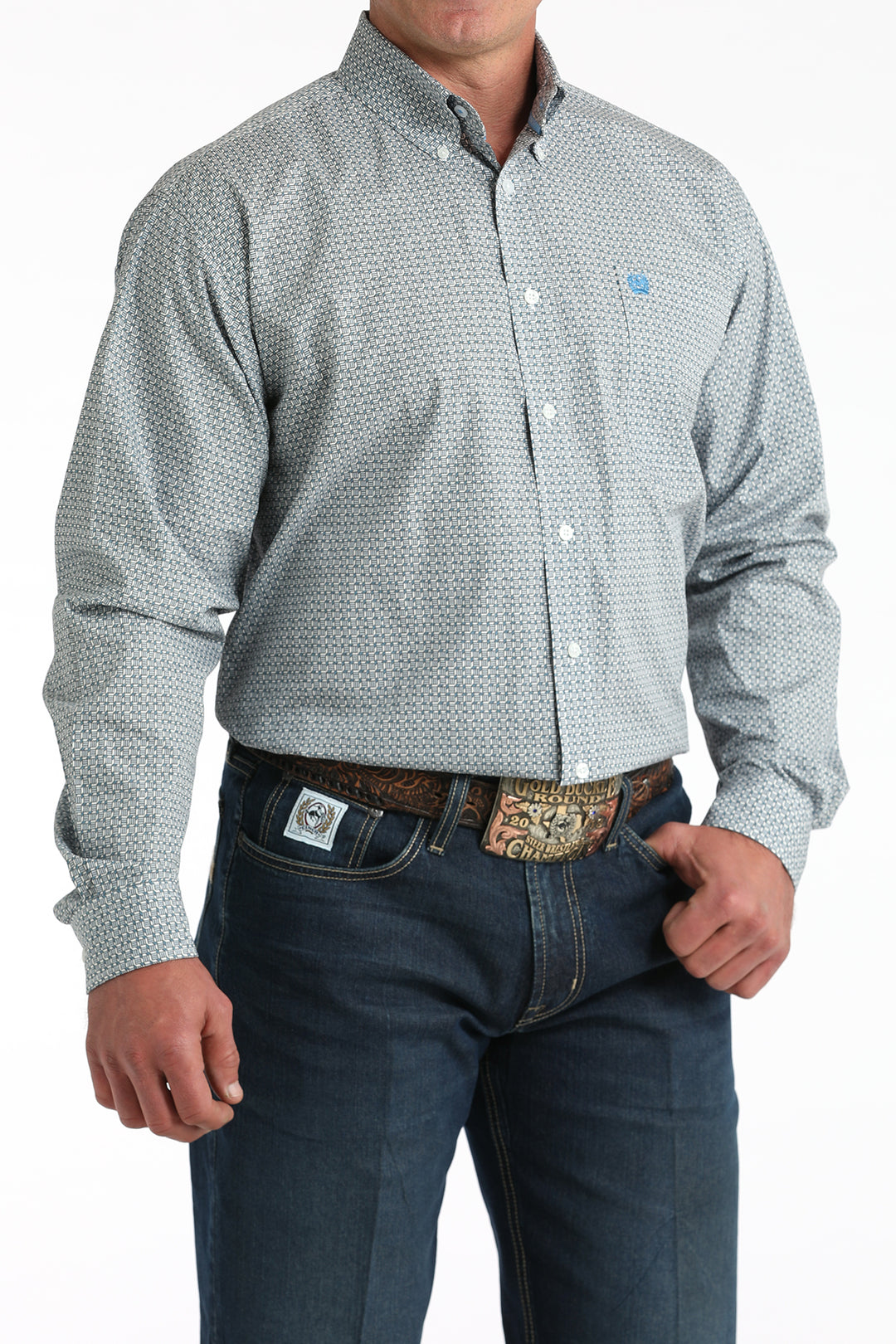 Men's Cinch Geometric Print Long Sleeve Shirt - MTW1105999