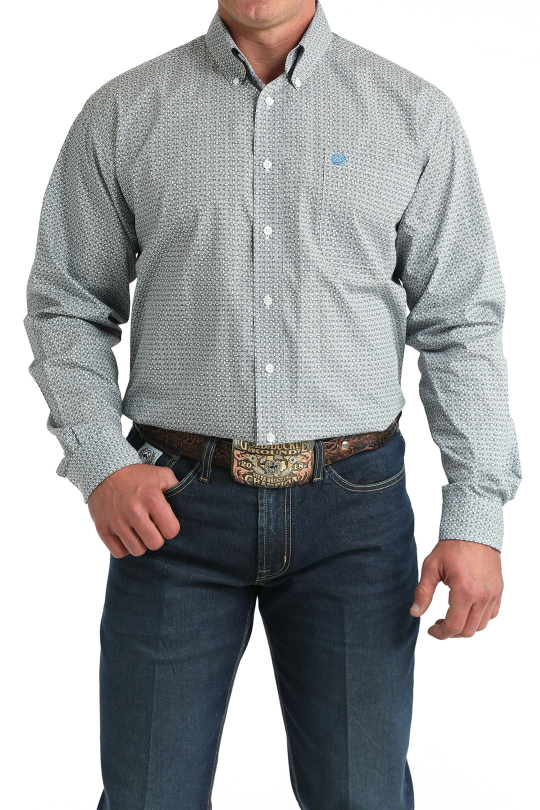 Men's Cinch Geometric Print Long Sleeve Shirt - MTW1105999