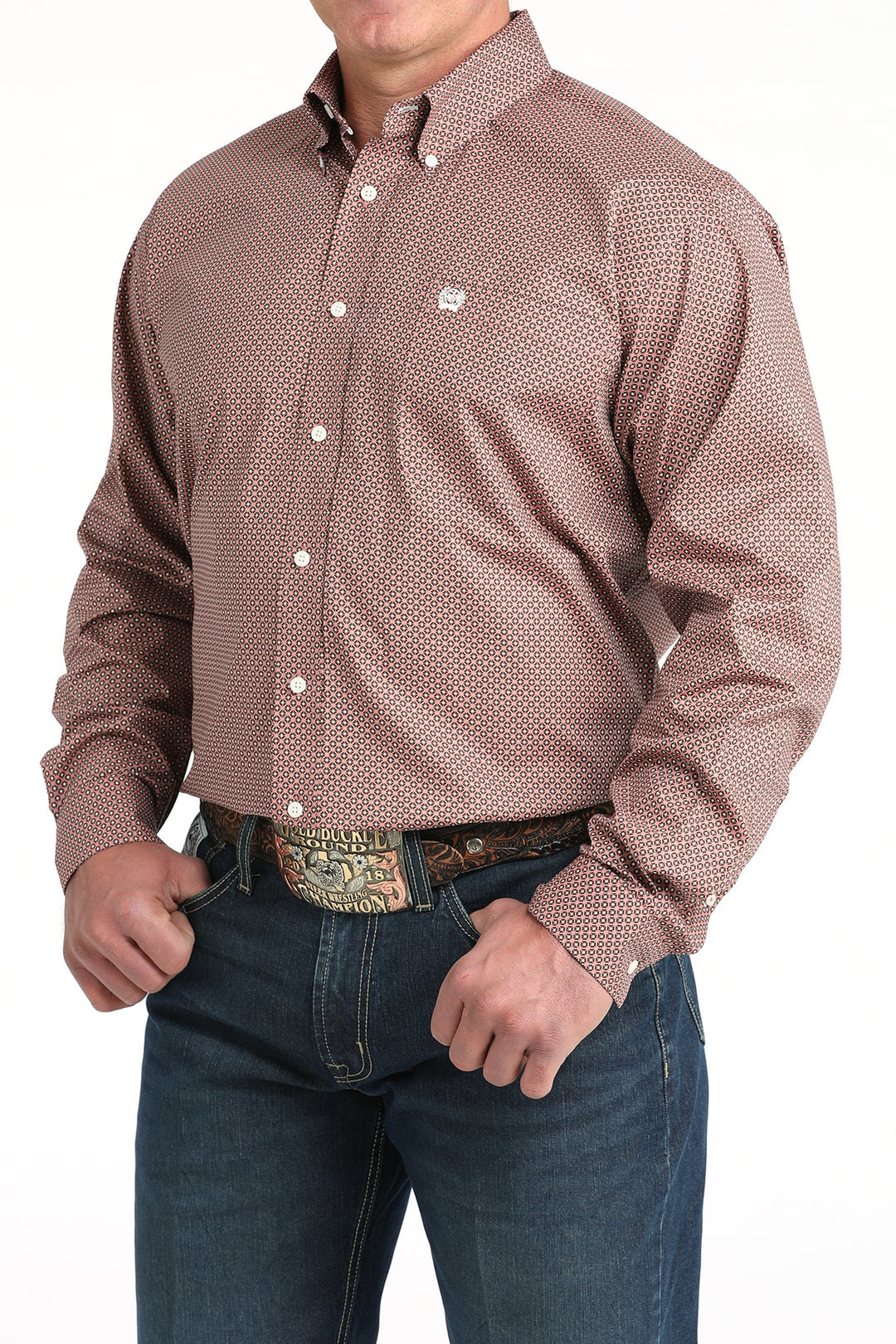 Men's Cinch Geometric Print Long Sleeve Shirt - MTW1106017