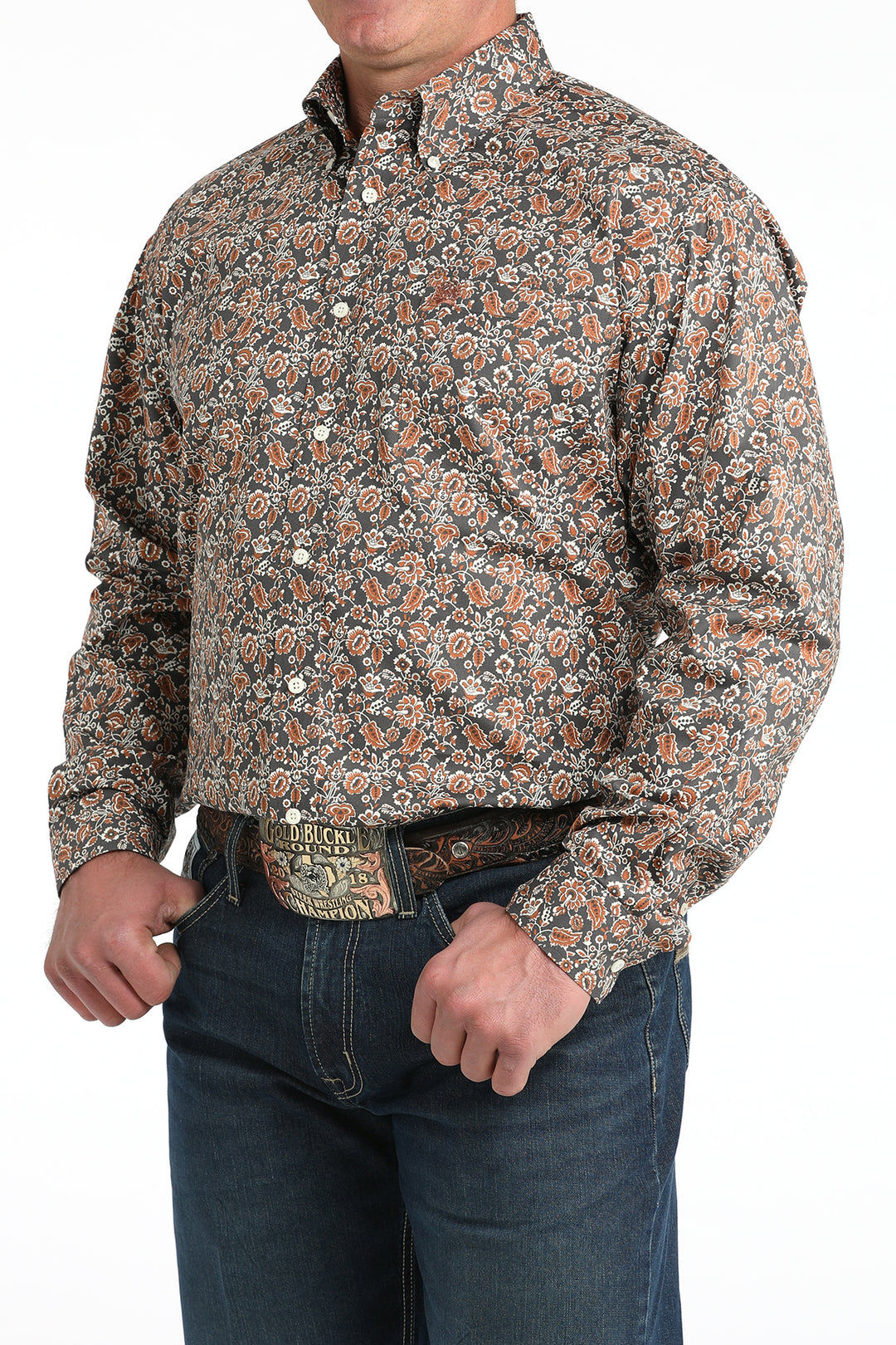 Men's Cinch Long Sleeve Floral Print Shirt - MTW1106030