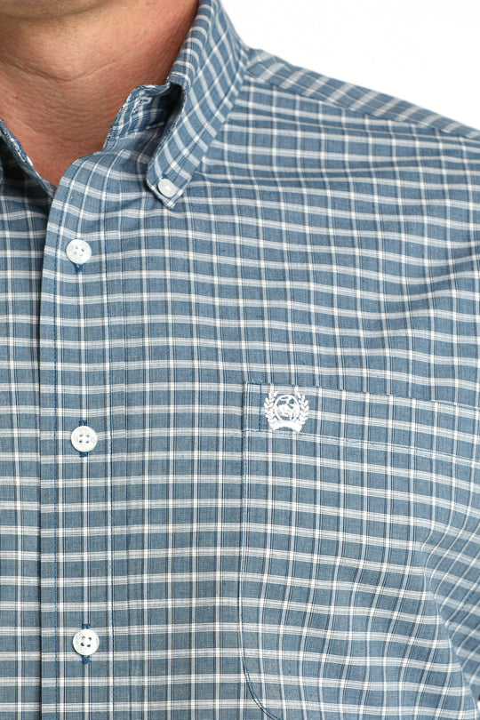 Men's Cinch Navy Plaid Button Down Long Sleeve Shirt - MTW1106053