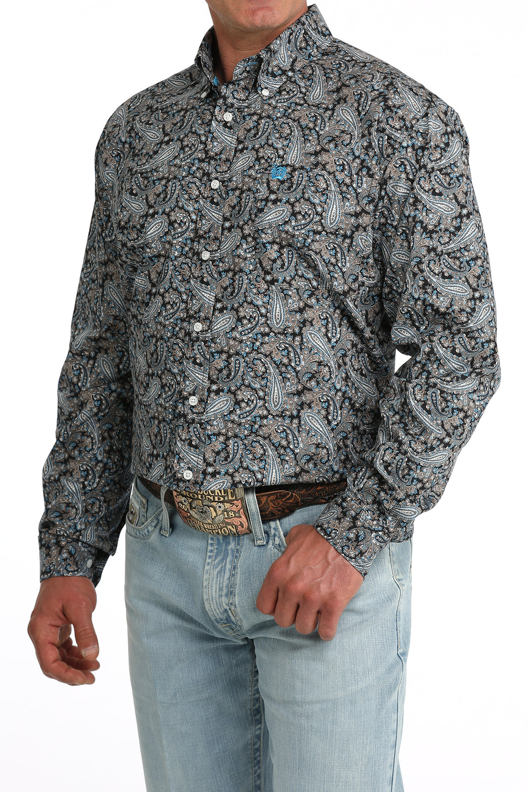 Men's Cinch Blue Paisley Long Sleeve Shirt - MTW1106088