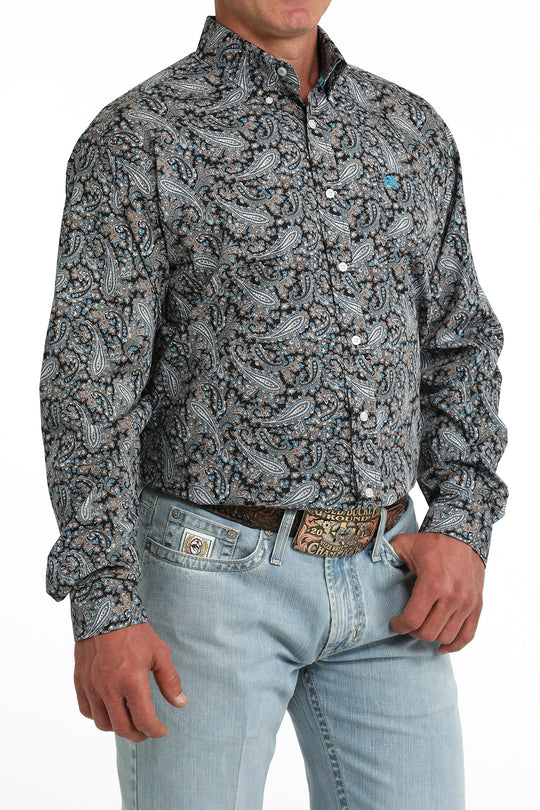 Men's Cinch Blue Paisley Long Sleeve Shirt - MTW1106088