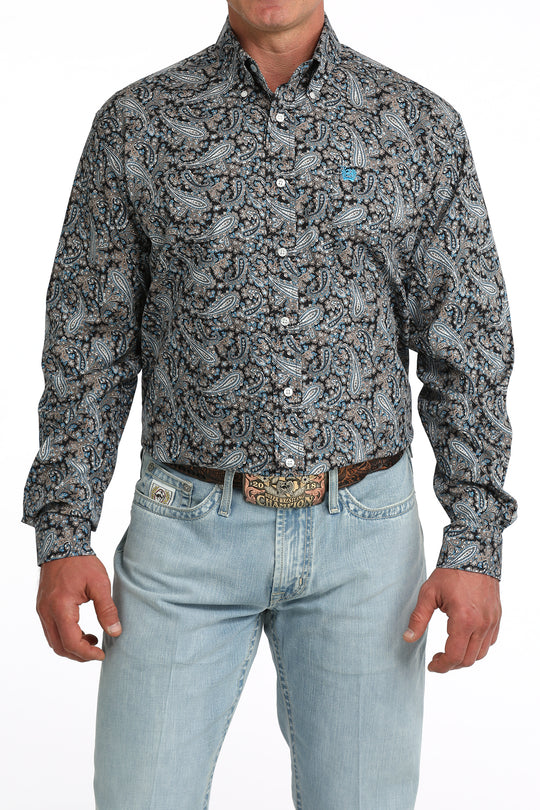 Men's Cinch Blue Paisley Long Sleeve Shirt - MTW1106088