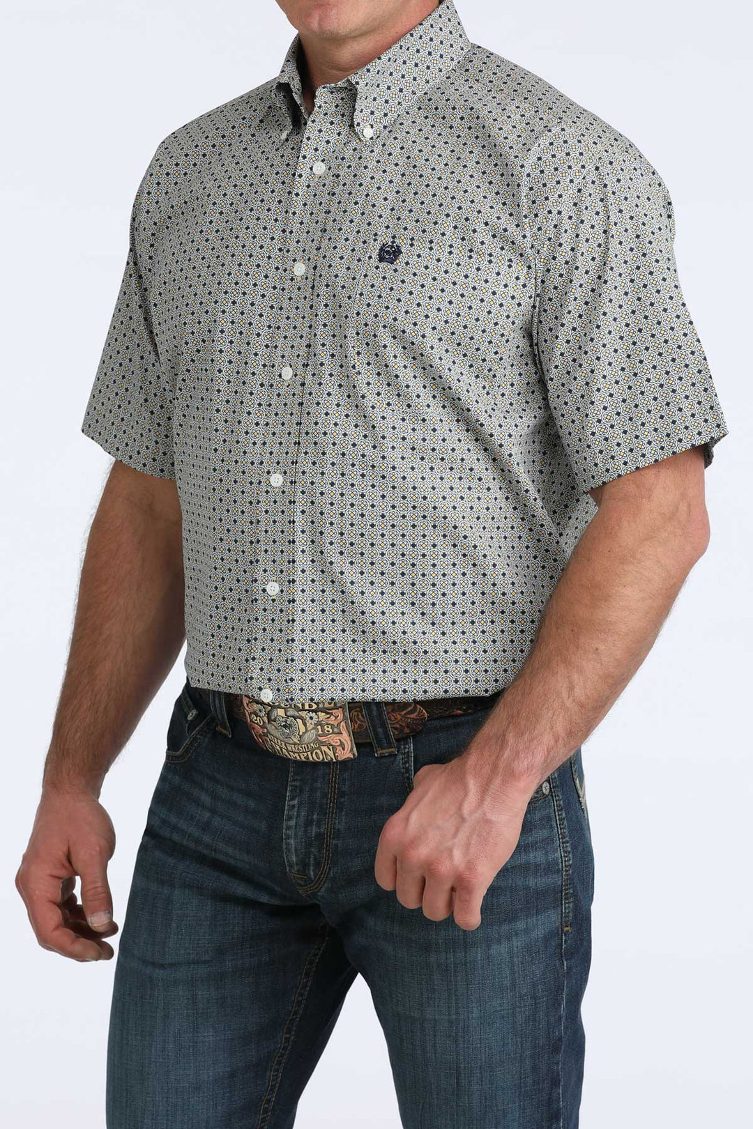 Men's Cinch Geometric Print Short Sleeve Shirt - MTW1111517
