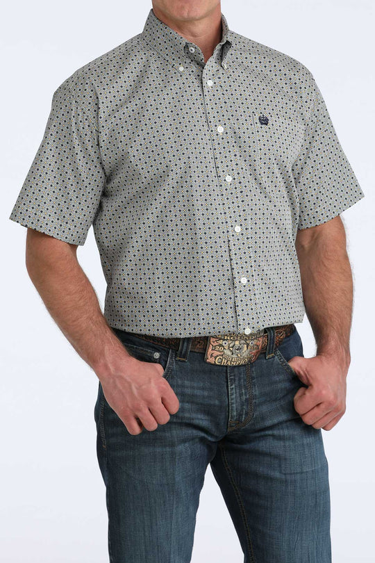 Men's Cinch Geometric Print Short Sleeve Shirt - MTW1111517
