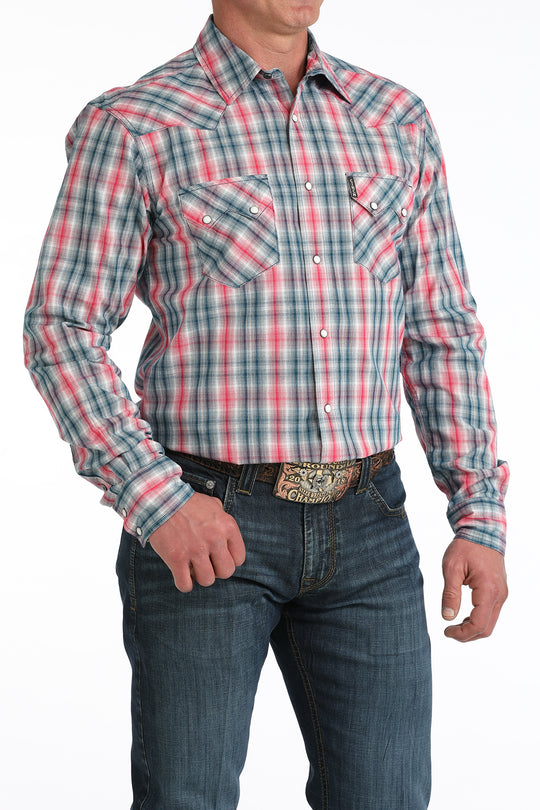 Men's Cinch Plaid Pearl Snap Modern Fit Shirt - MTW1301091