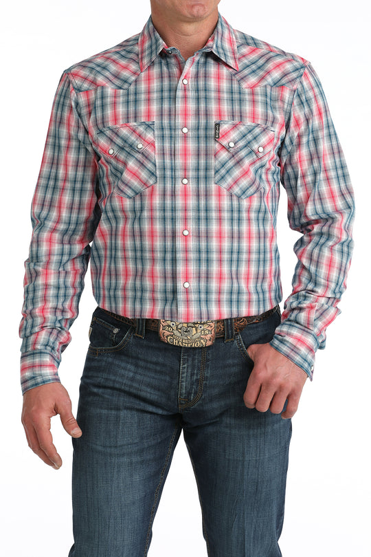Men's Cinch Plaid Pearl Snap Modern Fit Shirt - MTW1301091