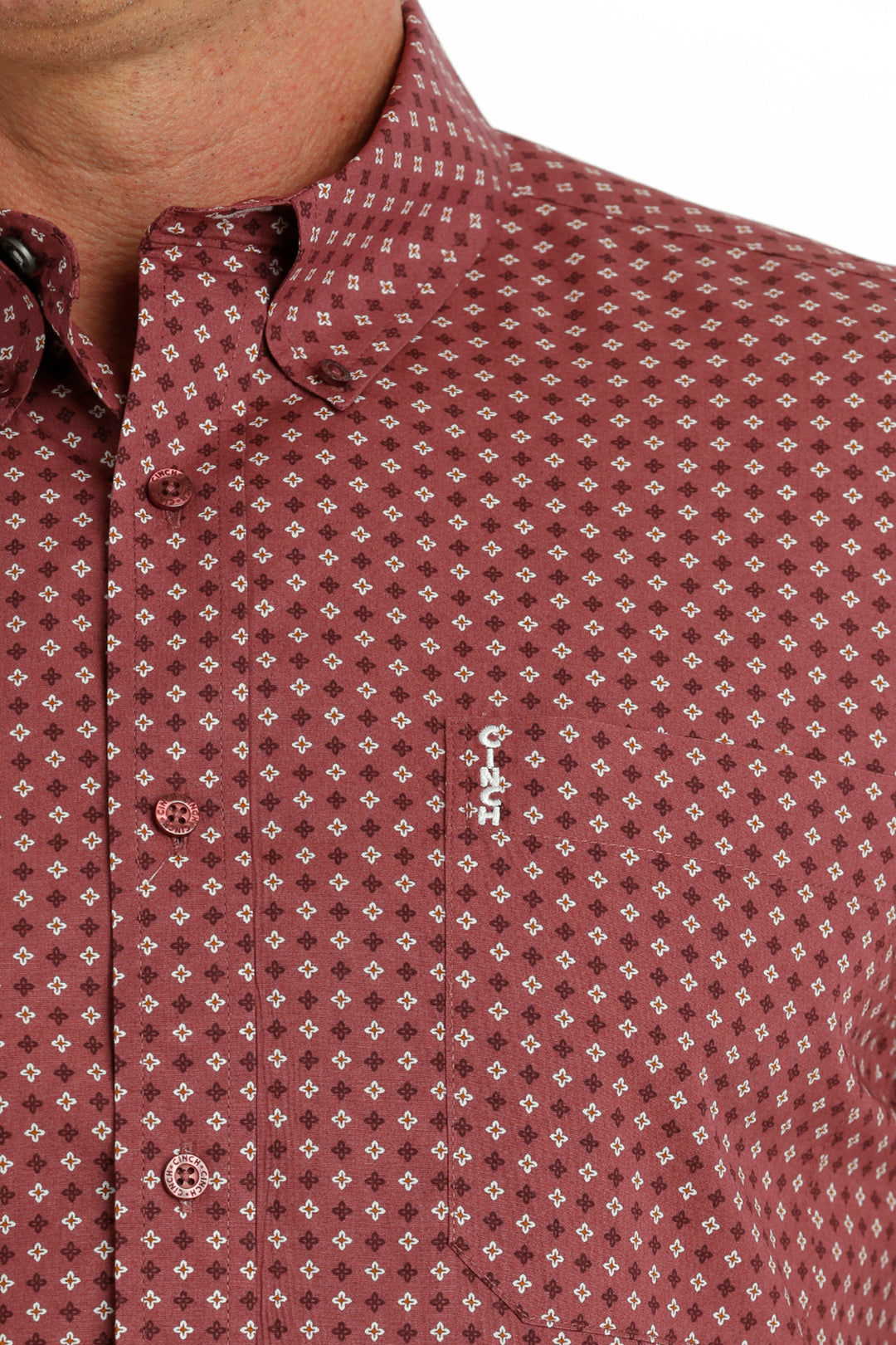 Men's Cinch Burgundy Long Sleeve Modern Fit Shirt - MTW1347095