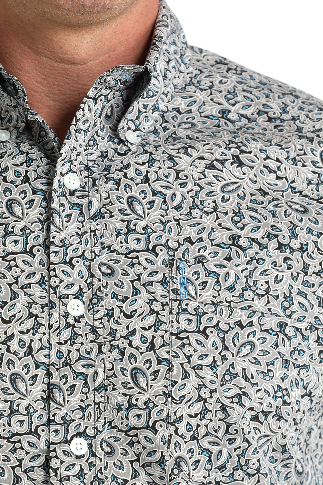 Men's Cinch Royal Blue Paisley Long Sleeve Modern Fit Shirt - MTW1347144
