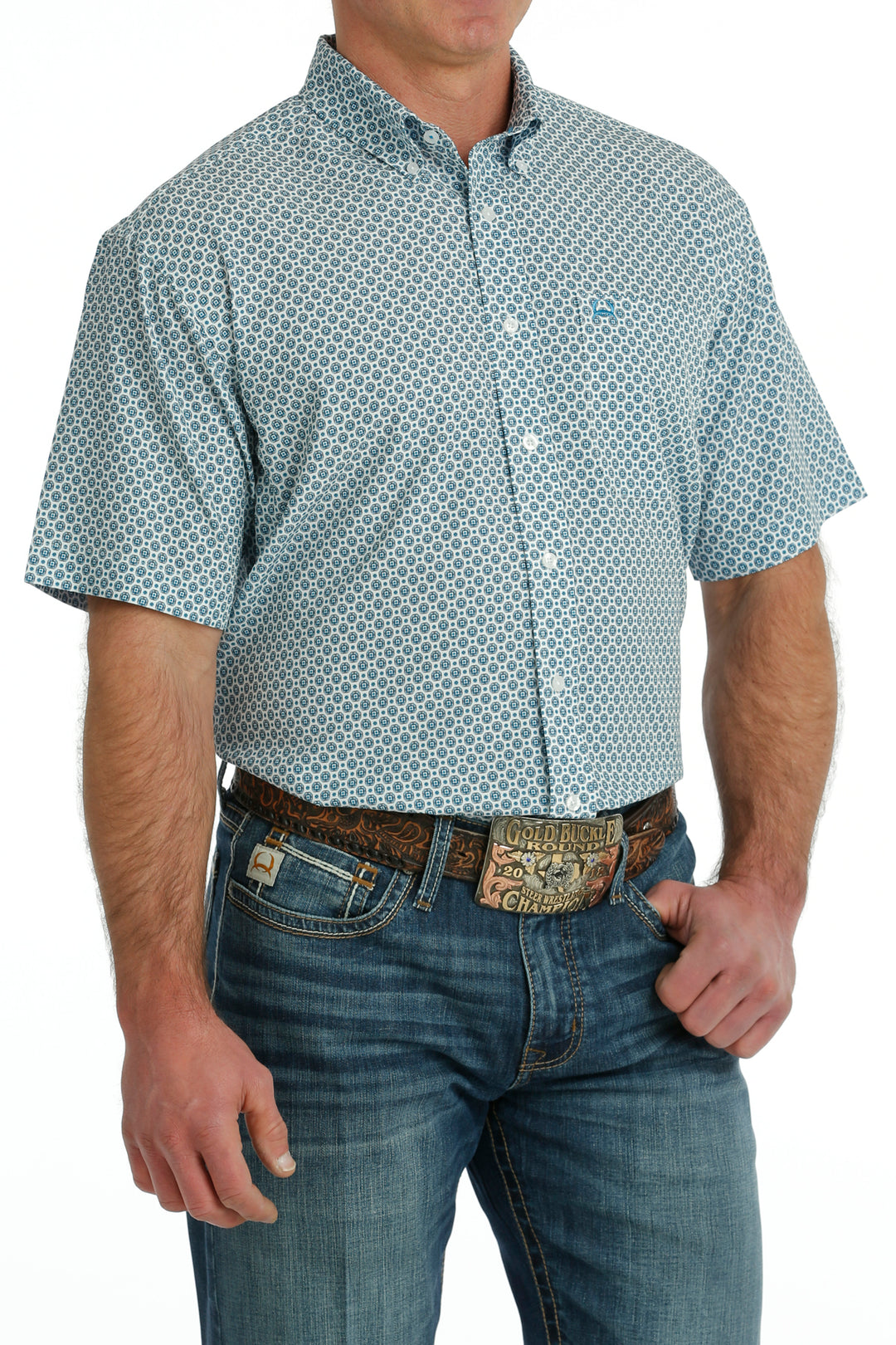Men's Cinch ArenaFlex Geo Print Short Sleeve Shirt - MTW1704134