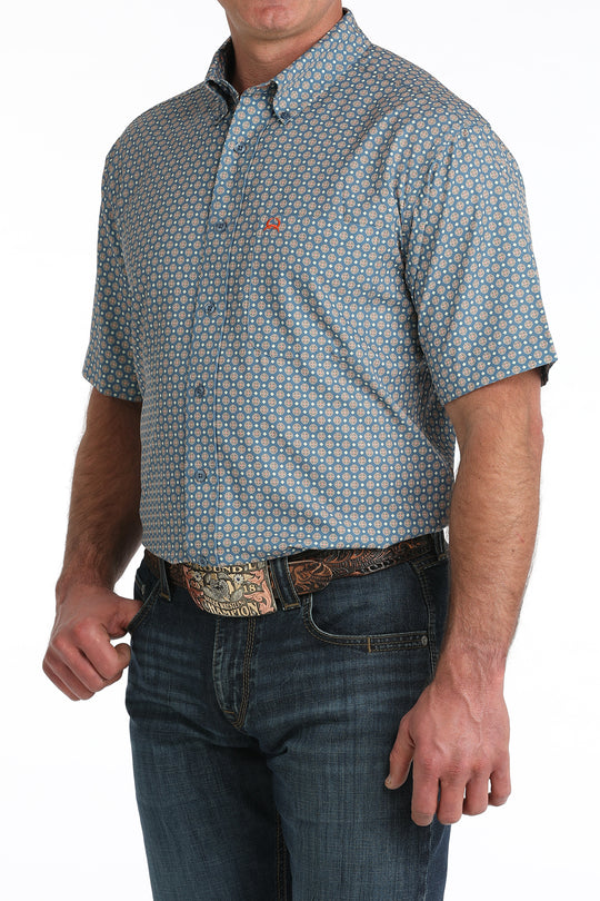 Men's Cinch ArenaFlex Geometric Print Short Sleeve Shirt - MTW1704165