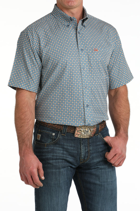 Men's Cinch ArenaFlex Geometric Print Short Sleeve Shirt - MTW1704165